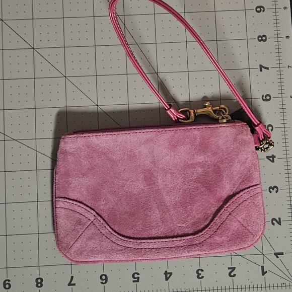 Coach Small Pink Suede Wristlet - Picture 2 of 6